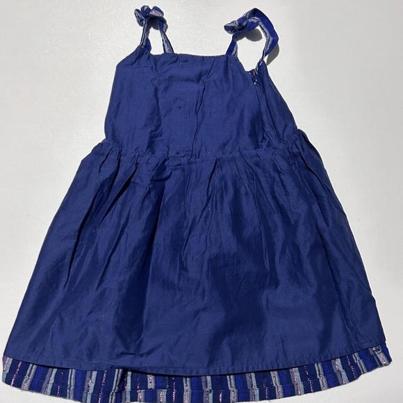 Cat & Jack Toddler Blue Striped Sleeveless Dress Size12M Bow Tie Straps NWT - Picture 3 of 4